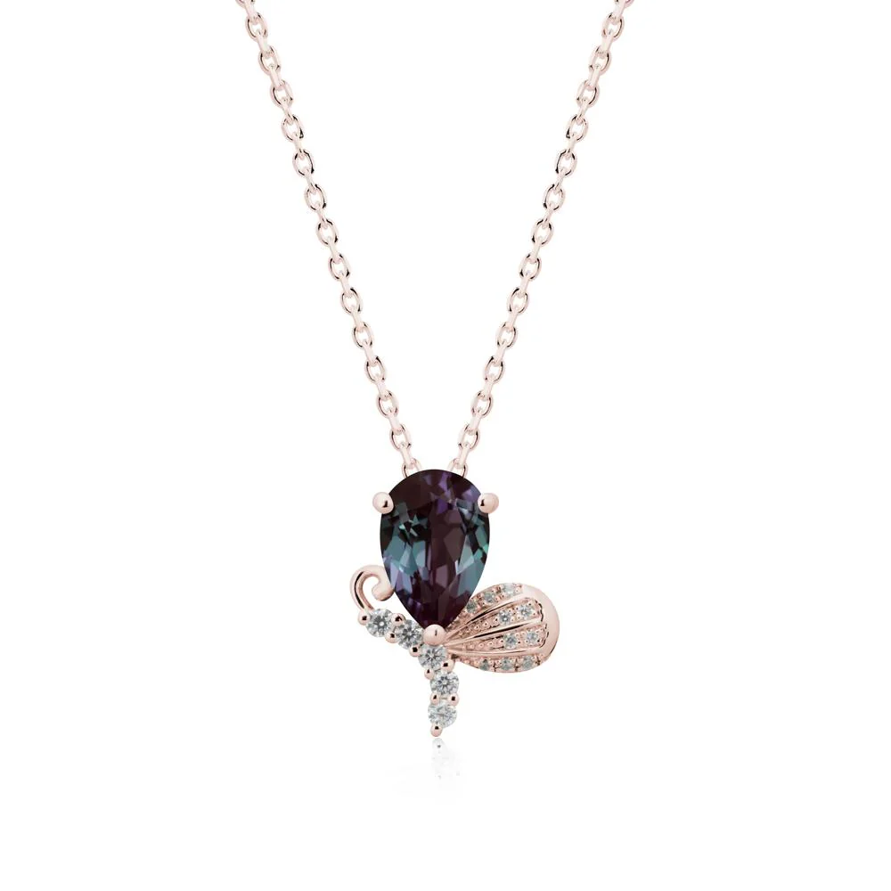 Pear Shaped Alexandrite Butterfly Necklace - Image 2