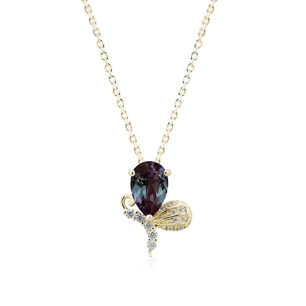 Pear Shaped Alexandrite Butterfly Necklace - Image 4