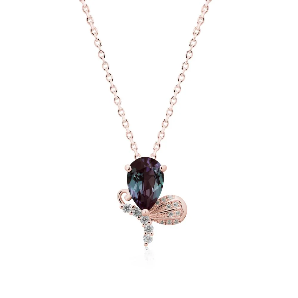 Pear Shaped Alexandrite Butterfly Necklace - Image 5