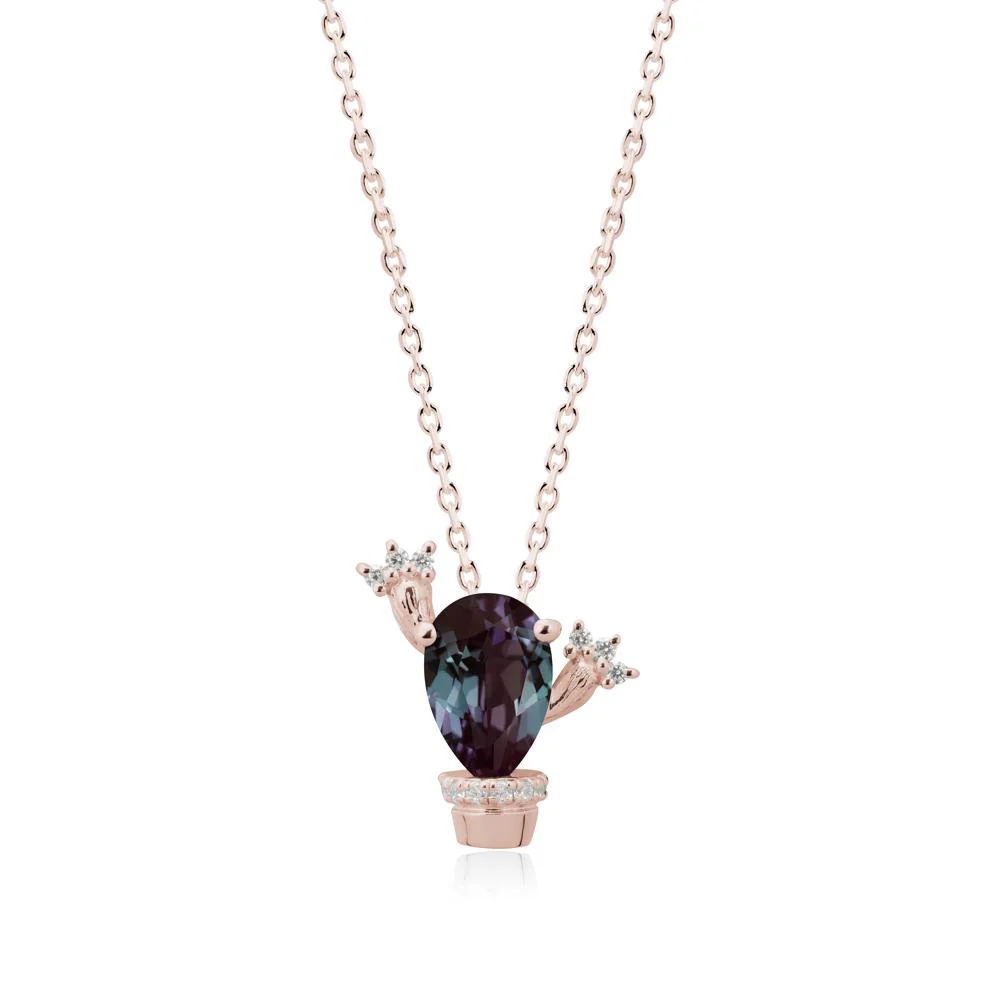 Pear Shaped Alexandrite Cactus Pendant - Image 2
