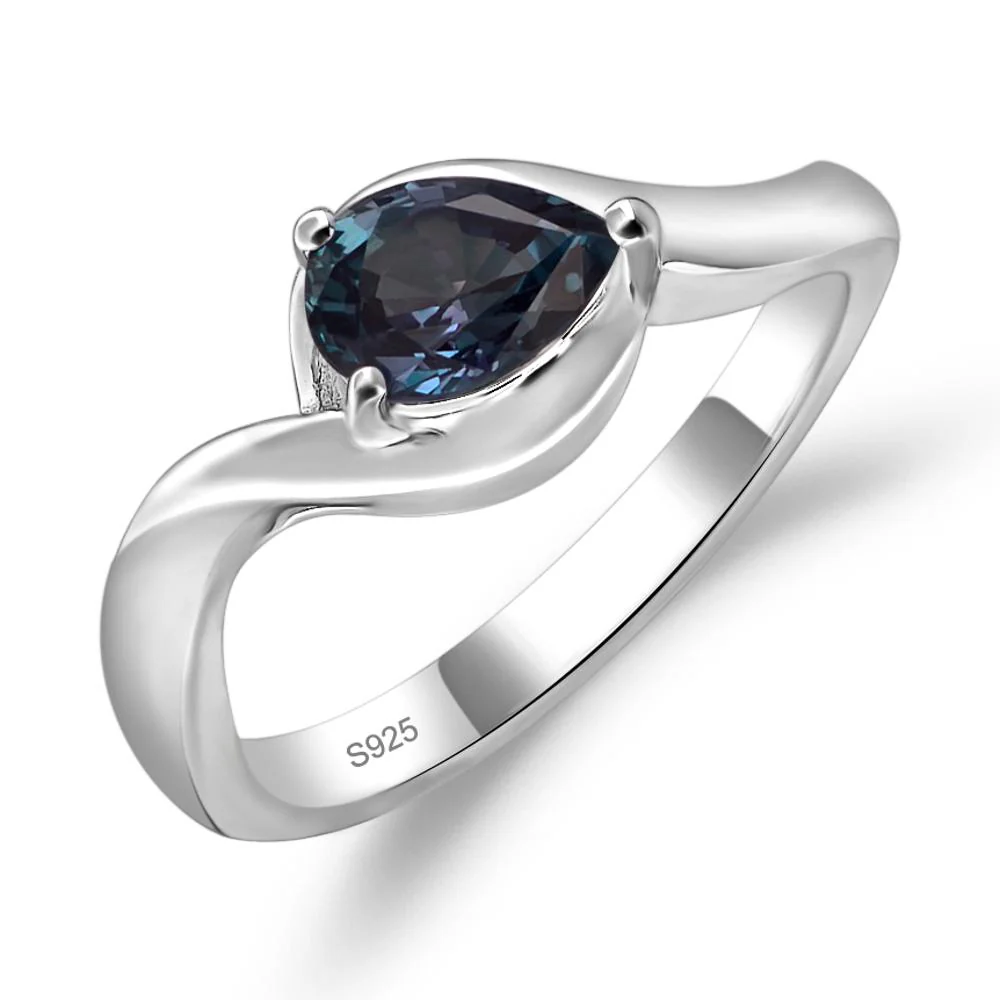 Pear Shaped Alexandrite East West Solitaire Ring - Image 2