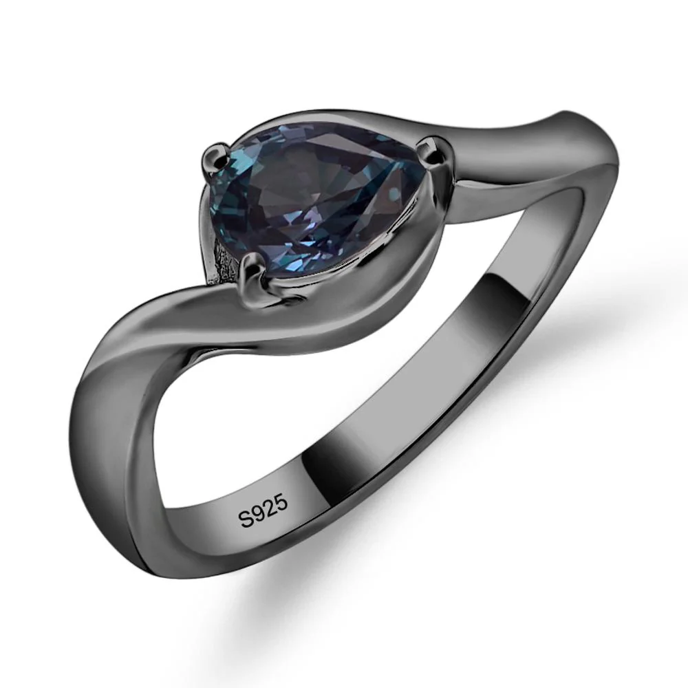Pear Shaped Alexandrite East West Solitaire Ring - Image 3