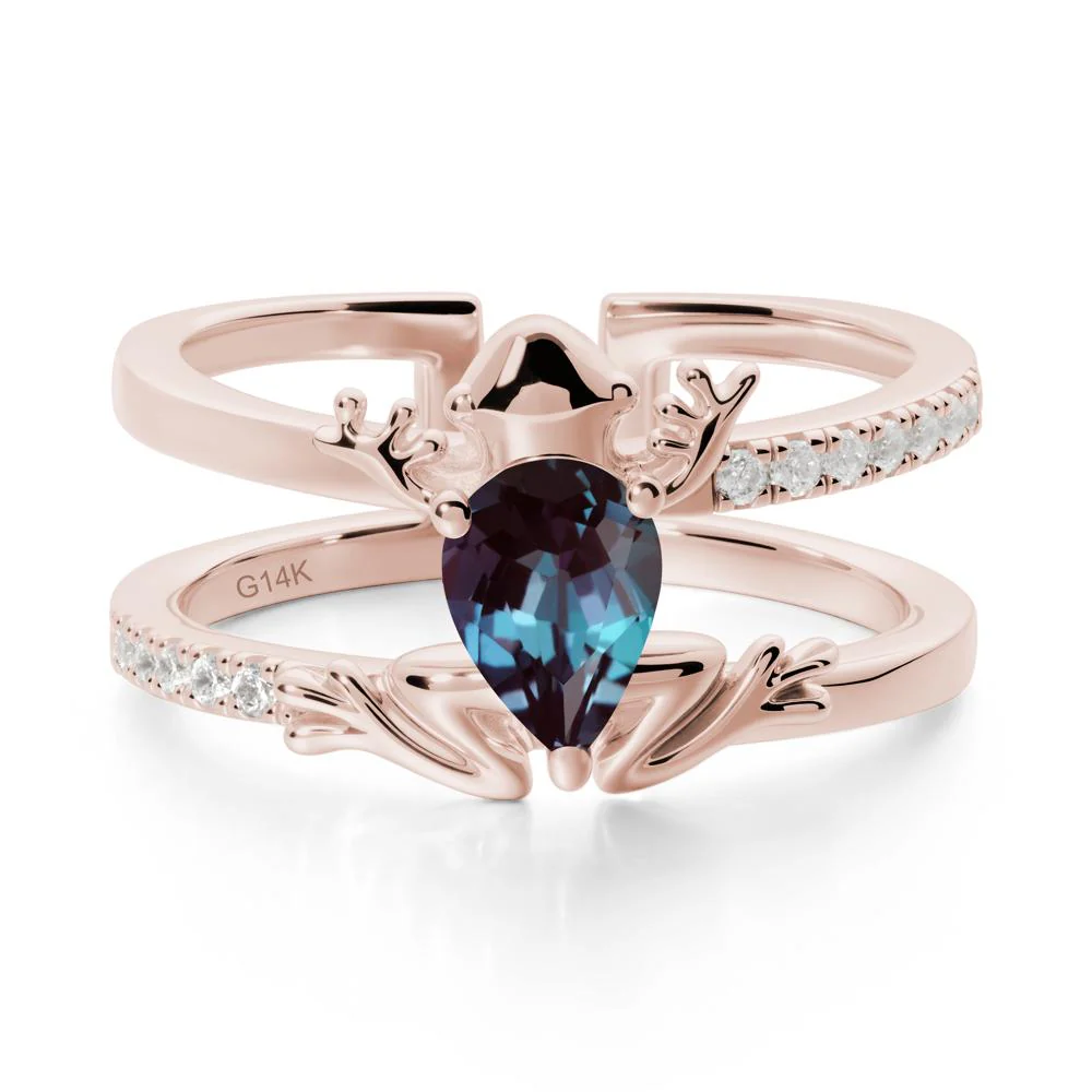 Pear Shaped Alexandrite Frog Open Ring