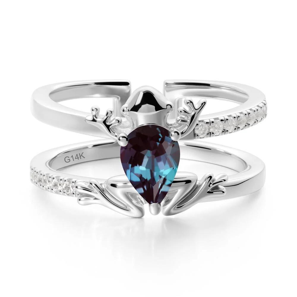 Pear Shaped Alexandrite Frog Open Ring - Image 2
