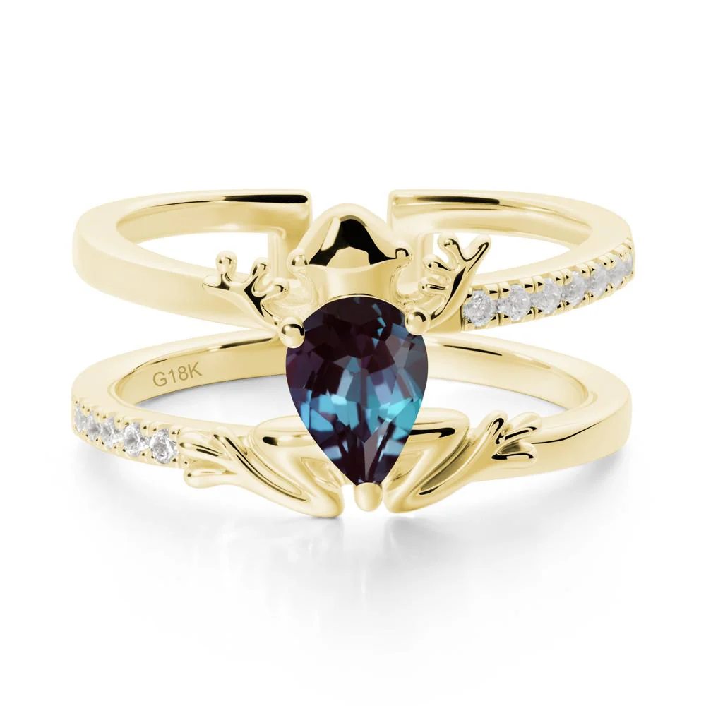 Pear Shaped Alexandrite Frog Open Ring - Image 6