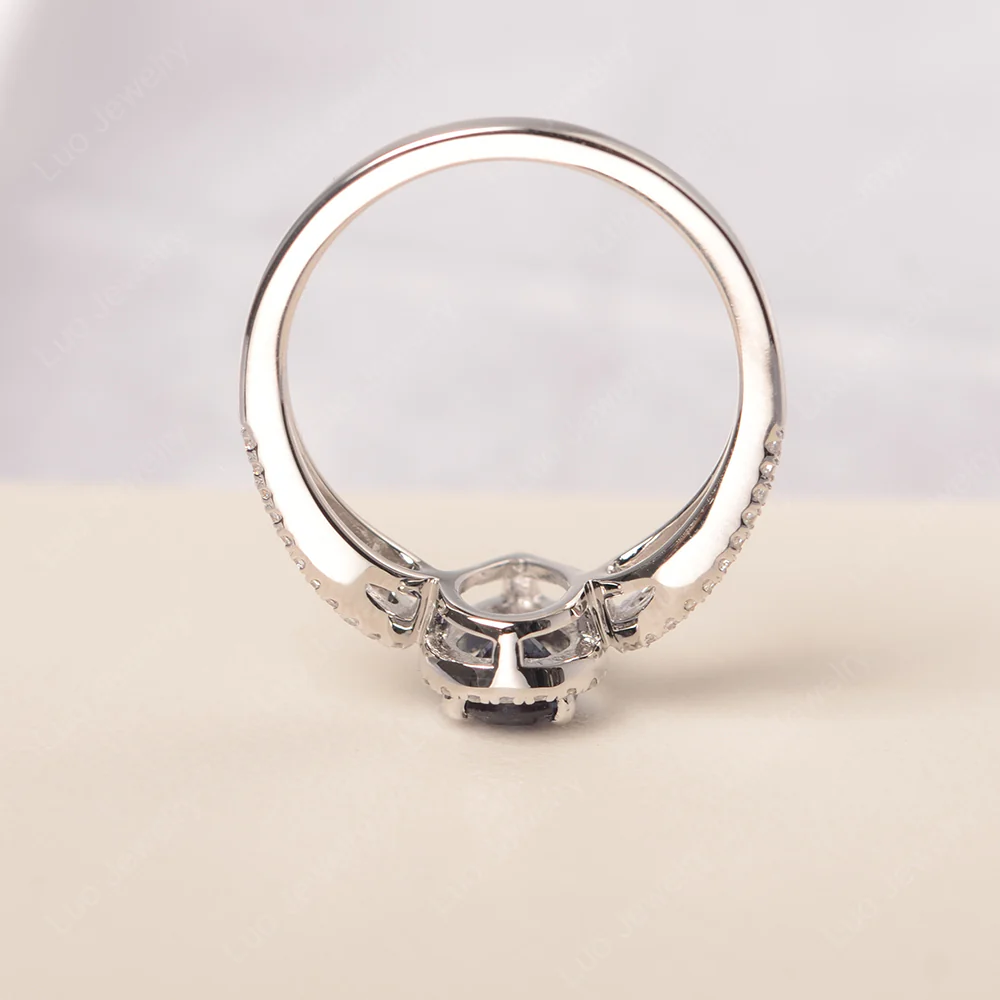 Pear Shaped Alexandrite Halo Engagement Ring - Image 4