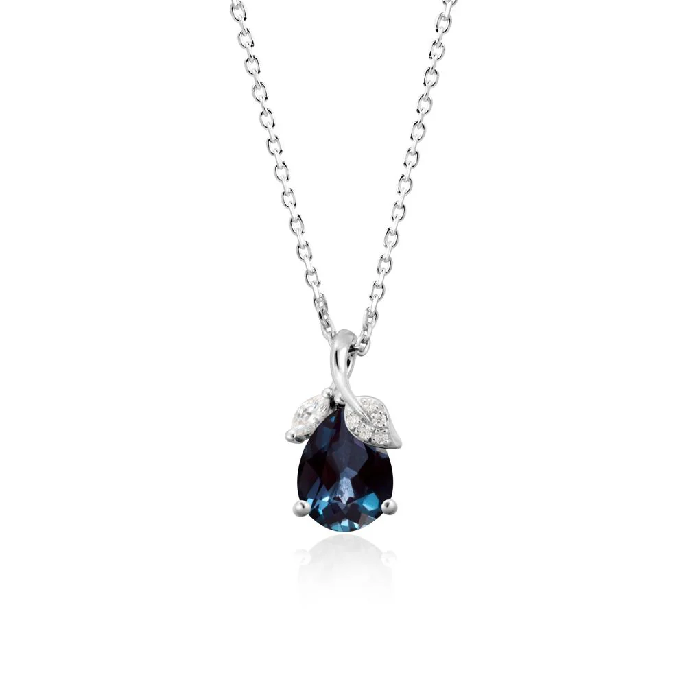 Pear Shaped Alexandrite Leaf Pendant Necklace - Image 6