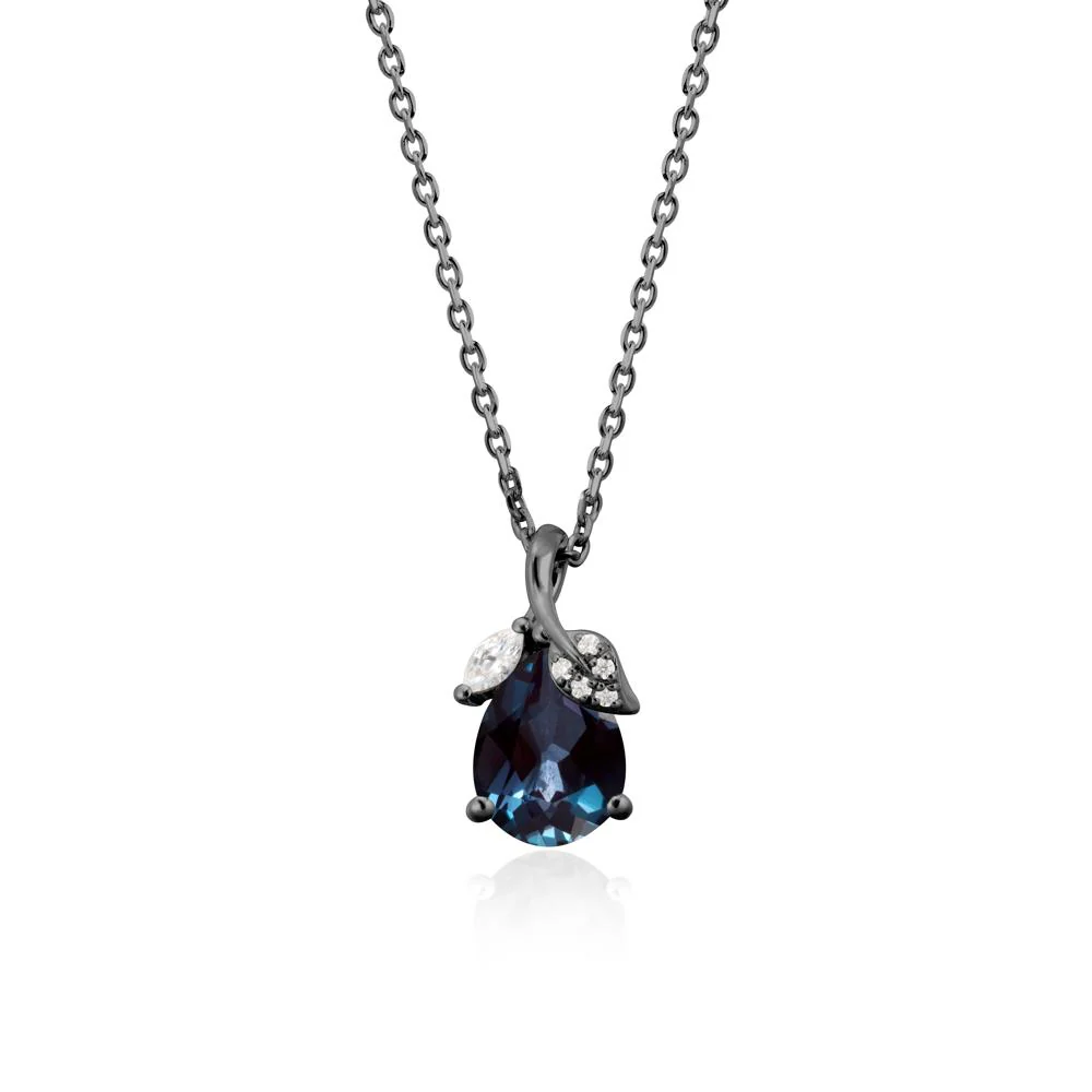 Pear Shaped Alexandrite Leaf Pendant Necklace - Image 8