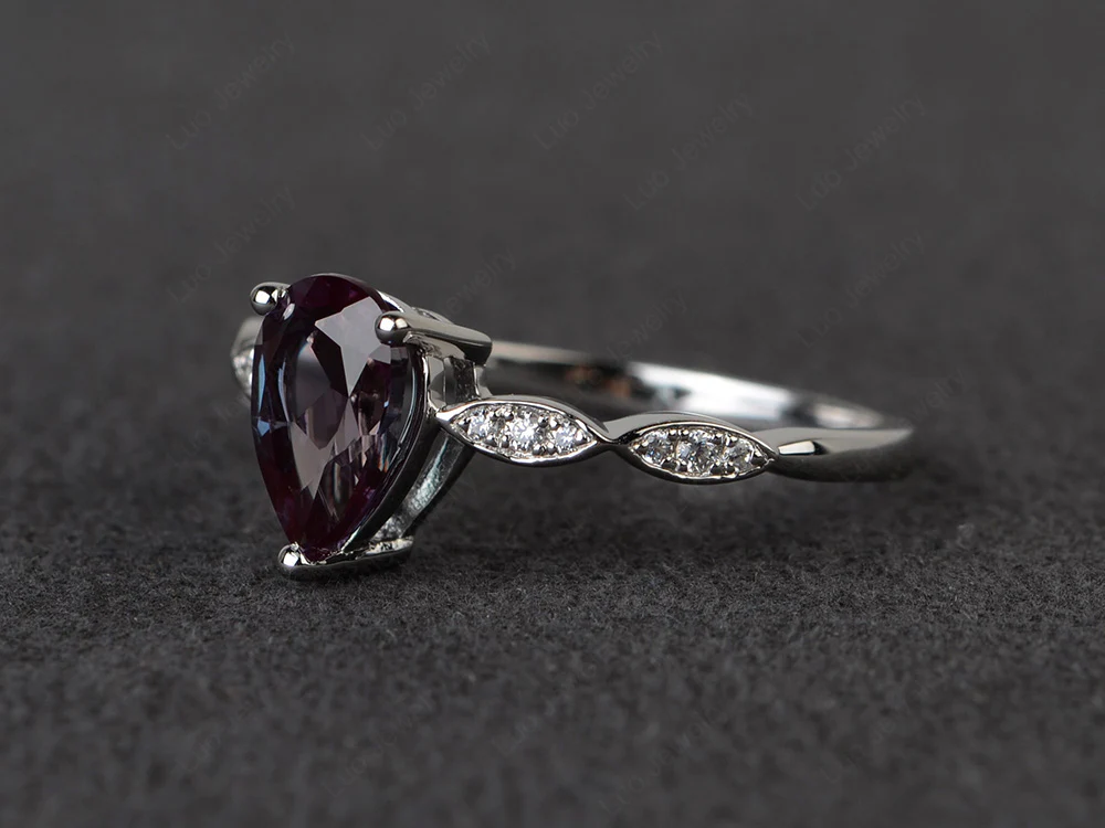 Alexandrite Pear Shaped Engagement Ring - Image 2