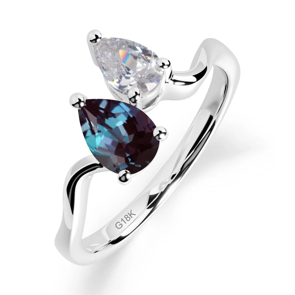Pear Shaped Alexandrite Toi Et Moi Ring - Image 2