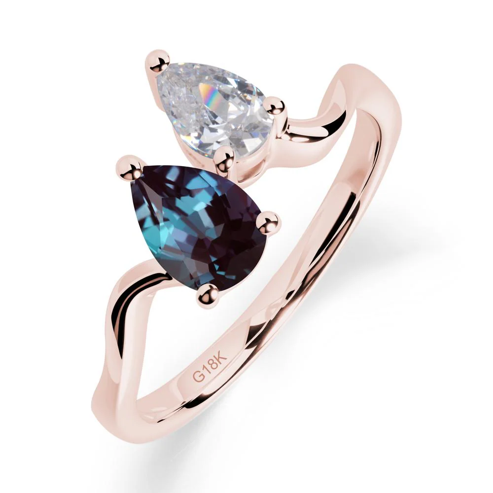 Pear Shaped Alexandrite Toi Et Moi Ring - Image 7