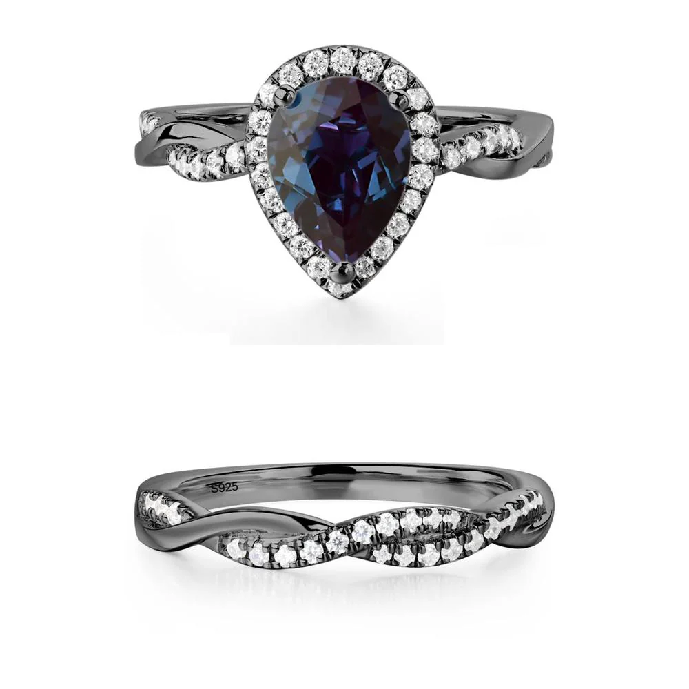 Pear Shaped Alexandrite Twisted Halo Ring - Image 11