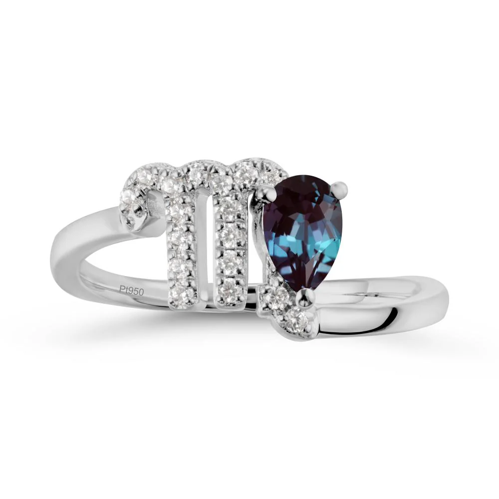 Pear Shaped Alexandrite Virgo Zodiac Bypass Ring