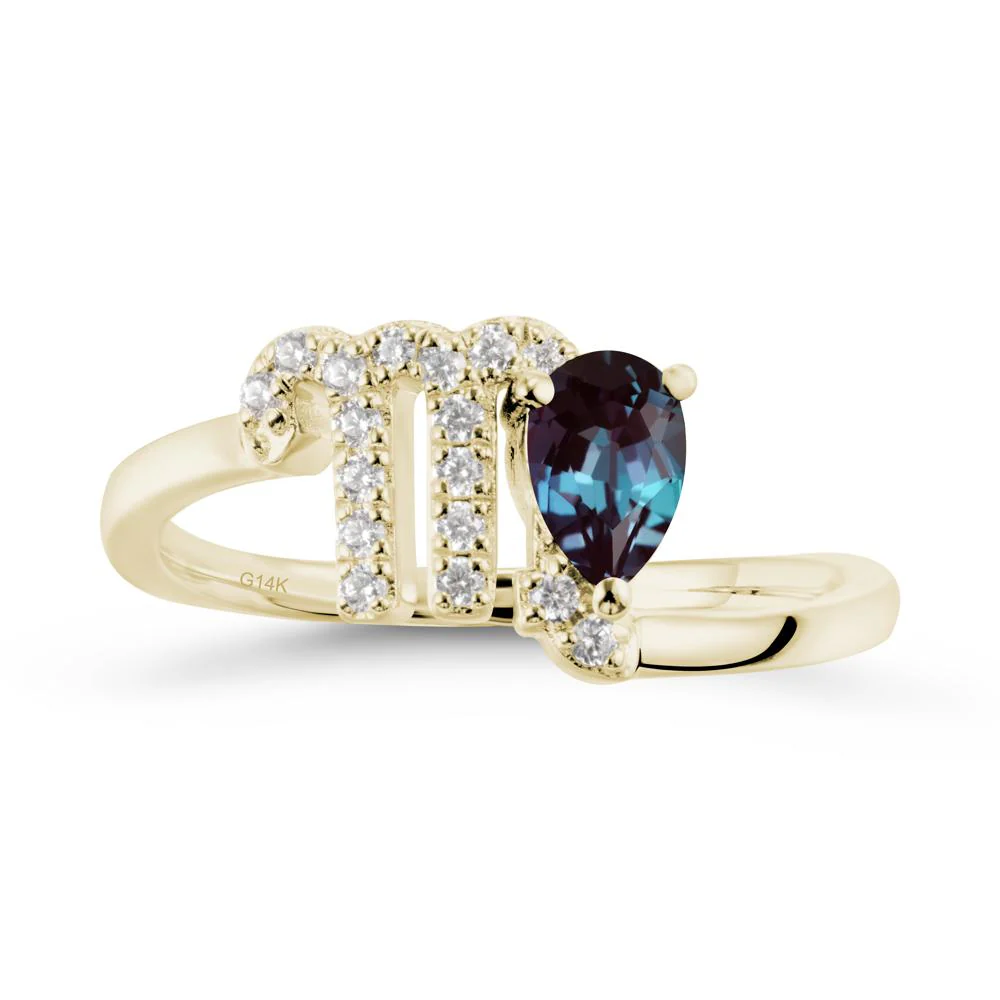 Pear Shaped Alexandrite Virgo Zodiac Bypass Ring - Image 4