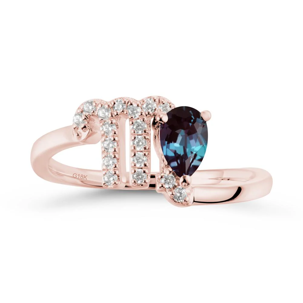 Pear Shaped Alexandrite Virgo Zodiac Bypass Ring - Image 5