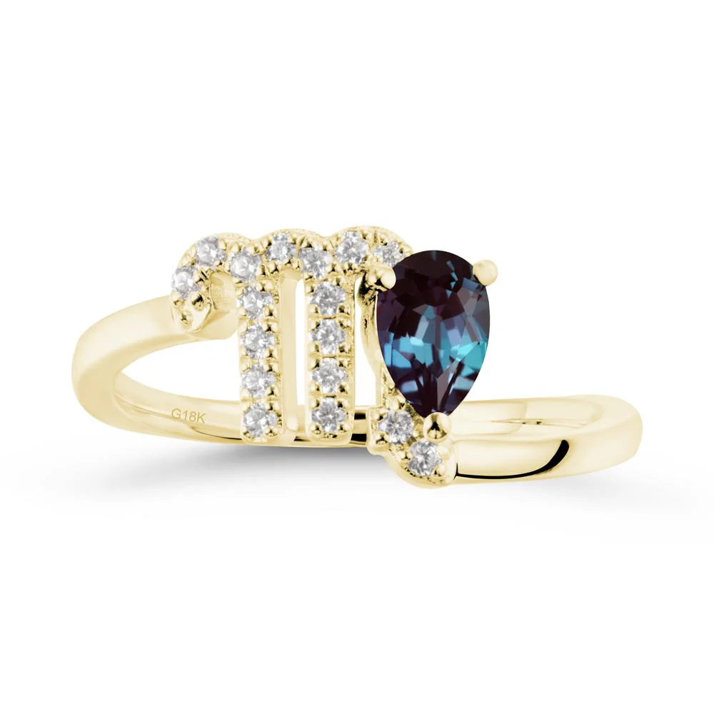 Pear Shaped Alexandrite Virgo Zodiac Bypass Ring - Image 7