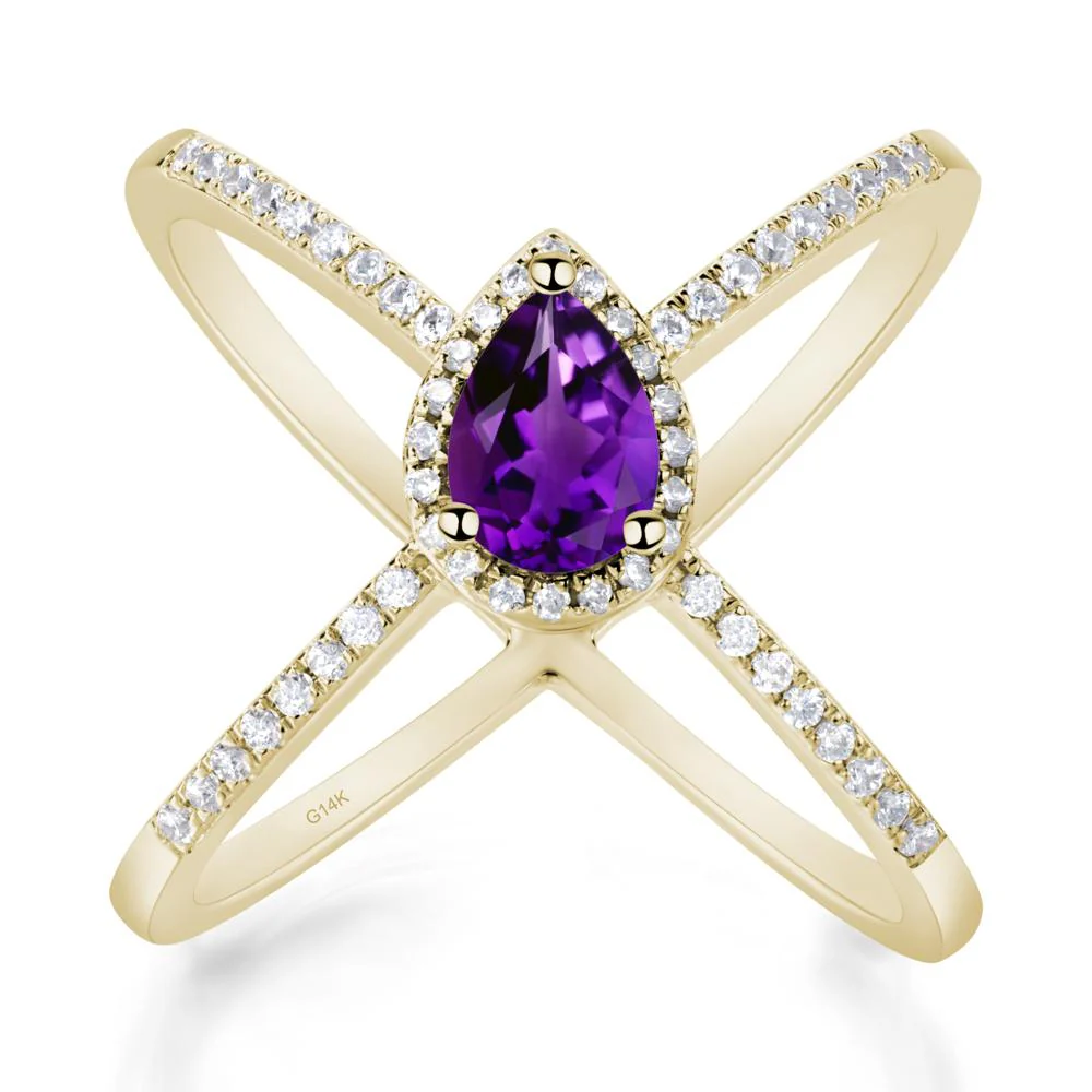 Pear Shaped Amethyst Criss Cross Ring - Image 6