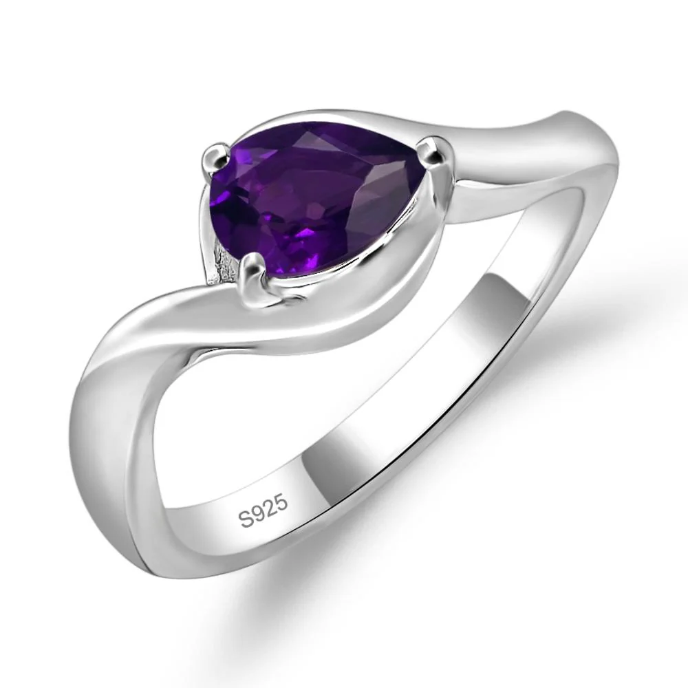 Amethyst Pear Solitaire Ring - Image 2