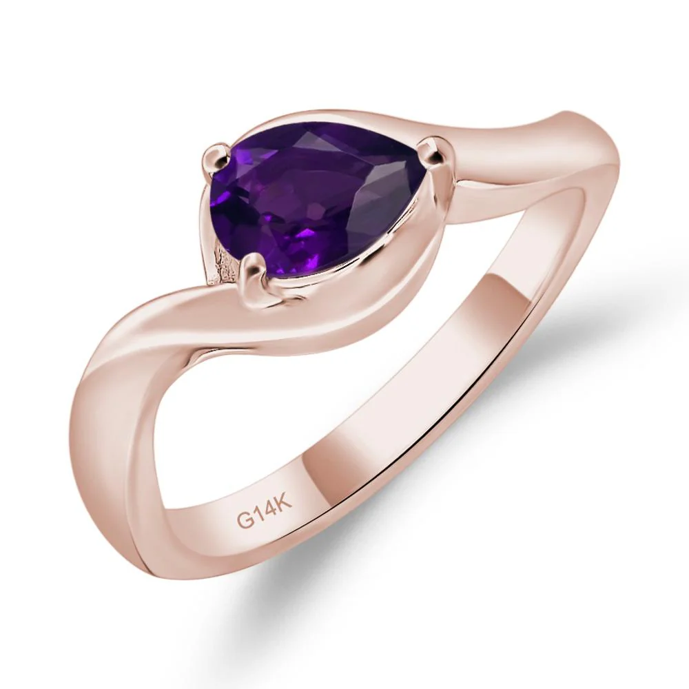 Amethyst Pear Solitaire Ring - Image 5