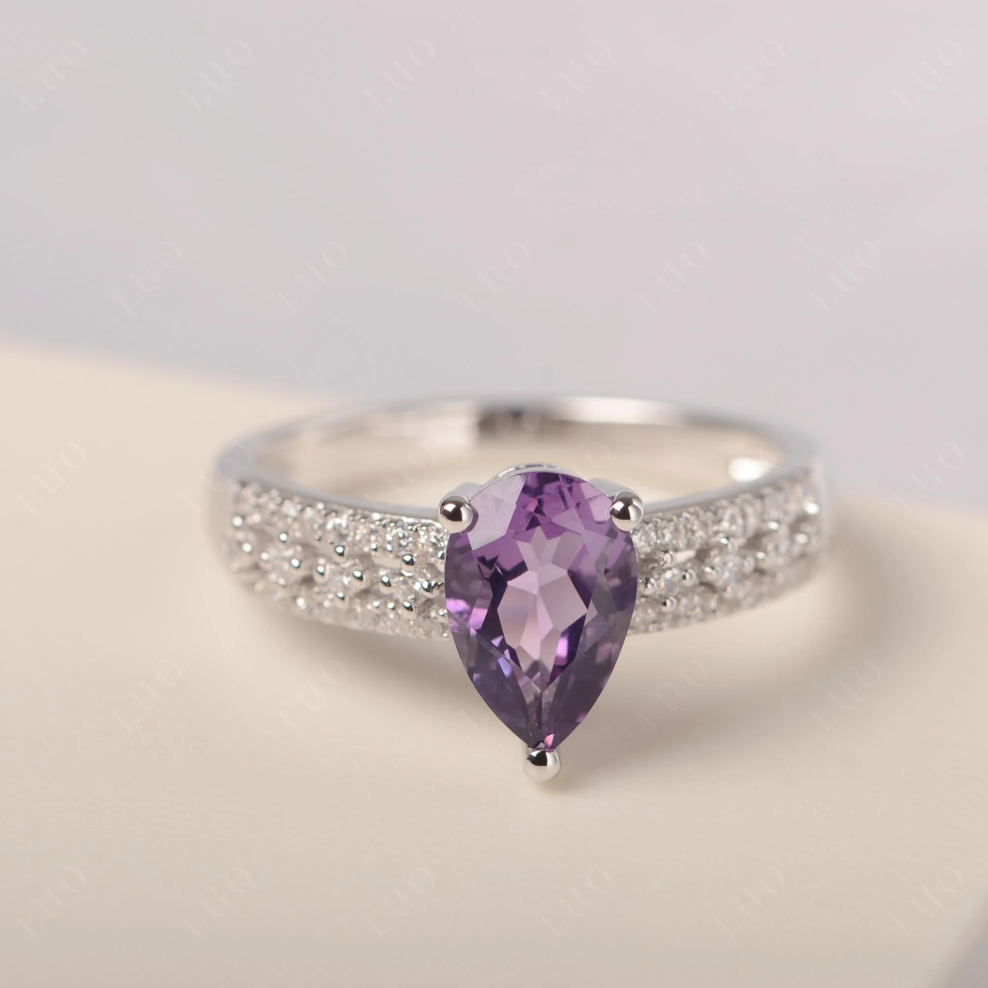 Amethyst Pear Shaped Promise Ring
