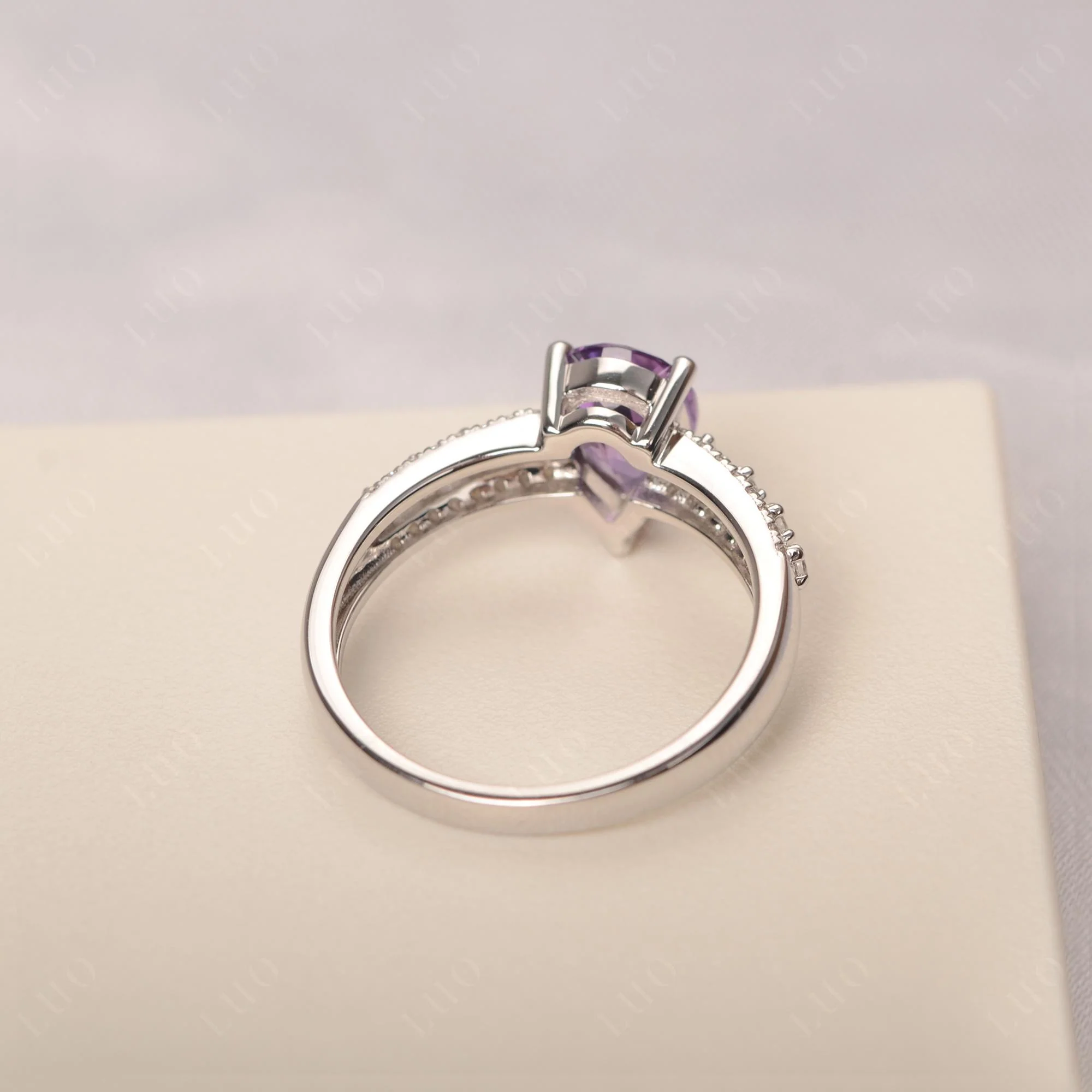 Amethyst Pear Shaped Promise Ring - Image 3
