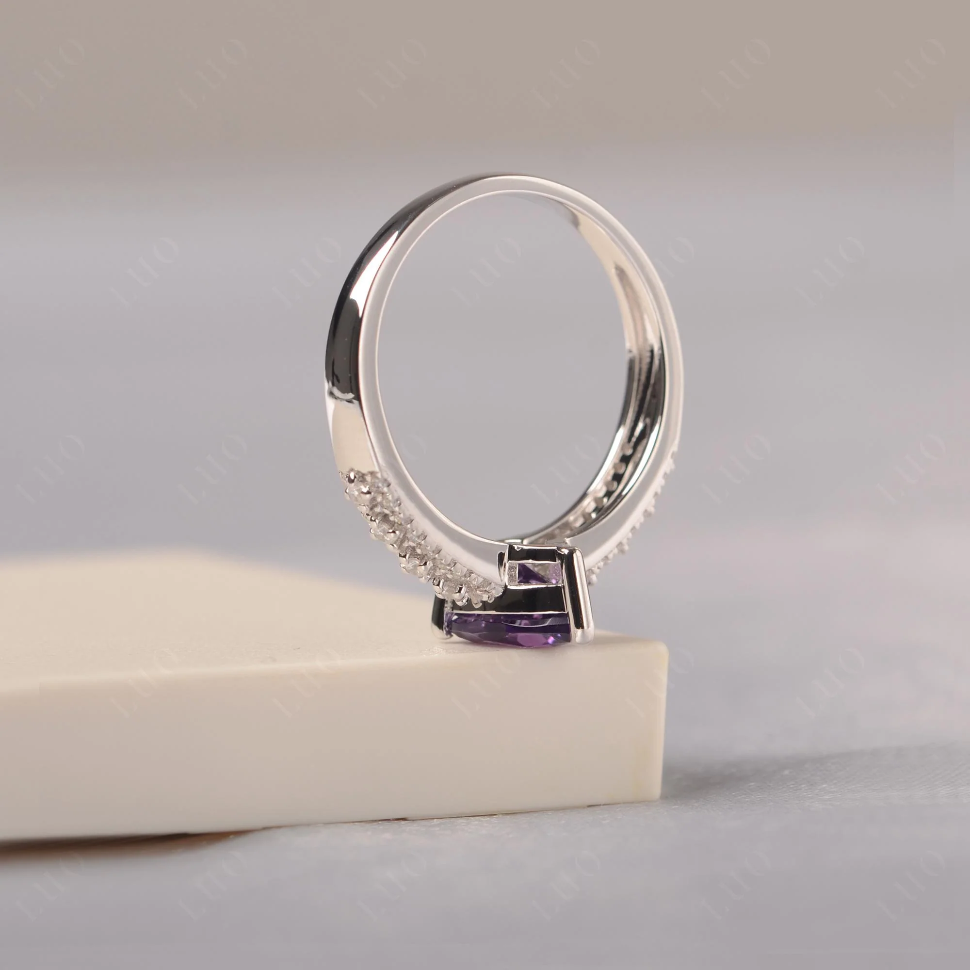 Amethyst Pear Shaped Promise Ring - Image 4