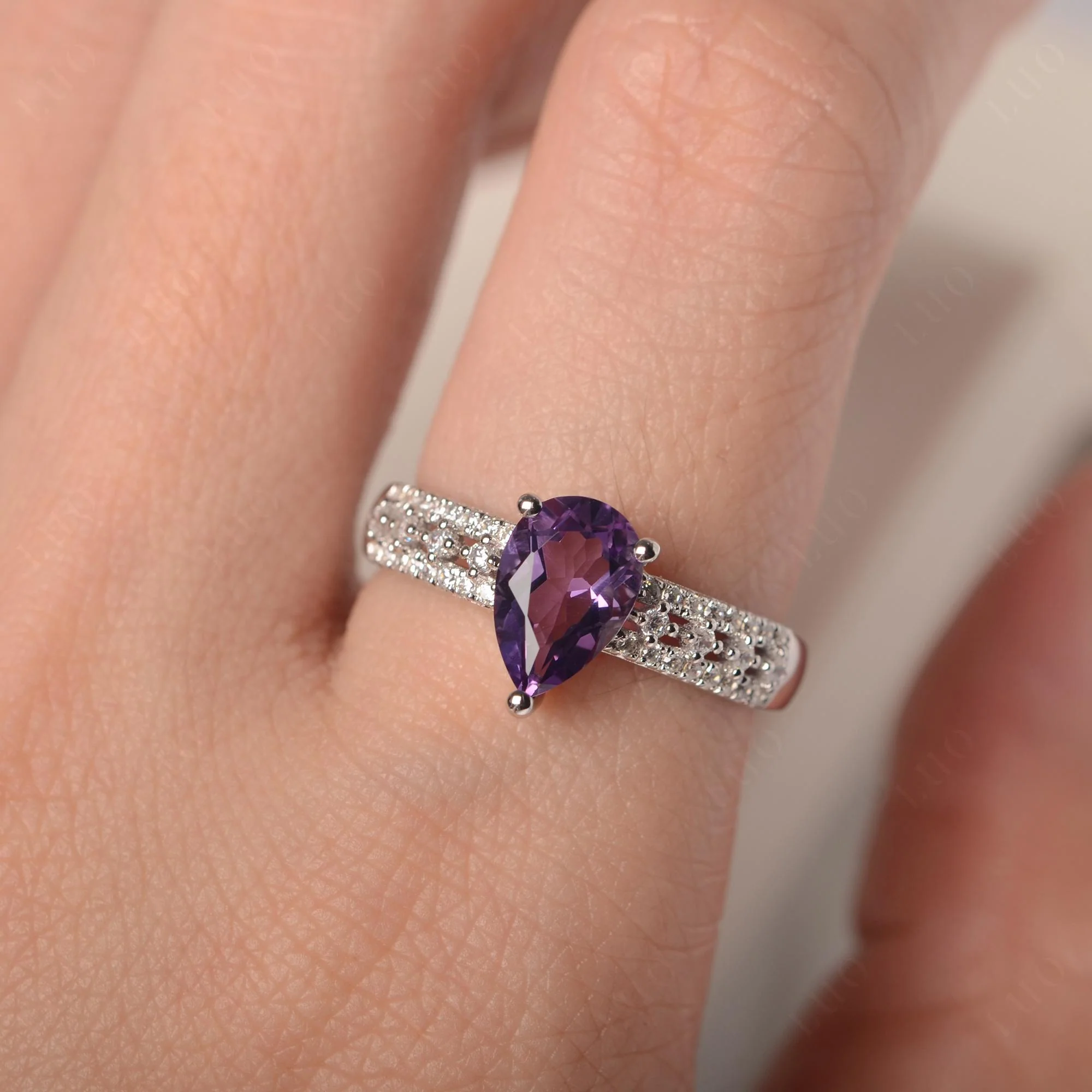 Amethyst Pear Shaped Promise Ring - Image 5