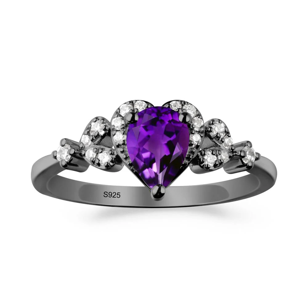 Pear Shaped Amethyst Heart Ring