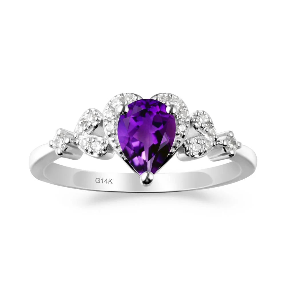 Pear Shaped Amethyst Heart Ring - Image 2