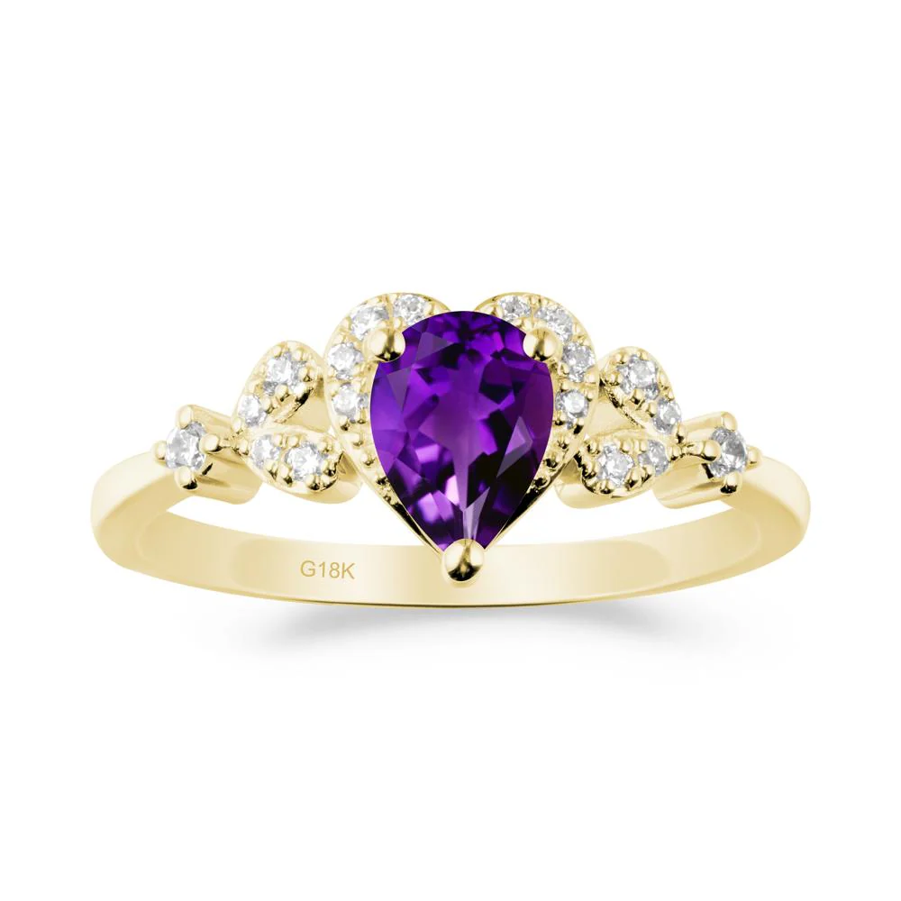 Pear Shaped Amethyst Heart Ring - Image 3