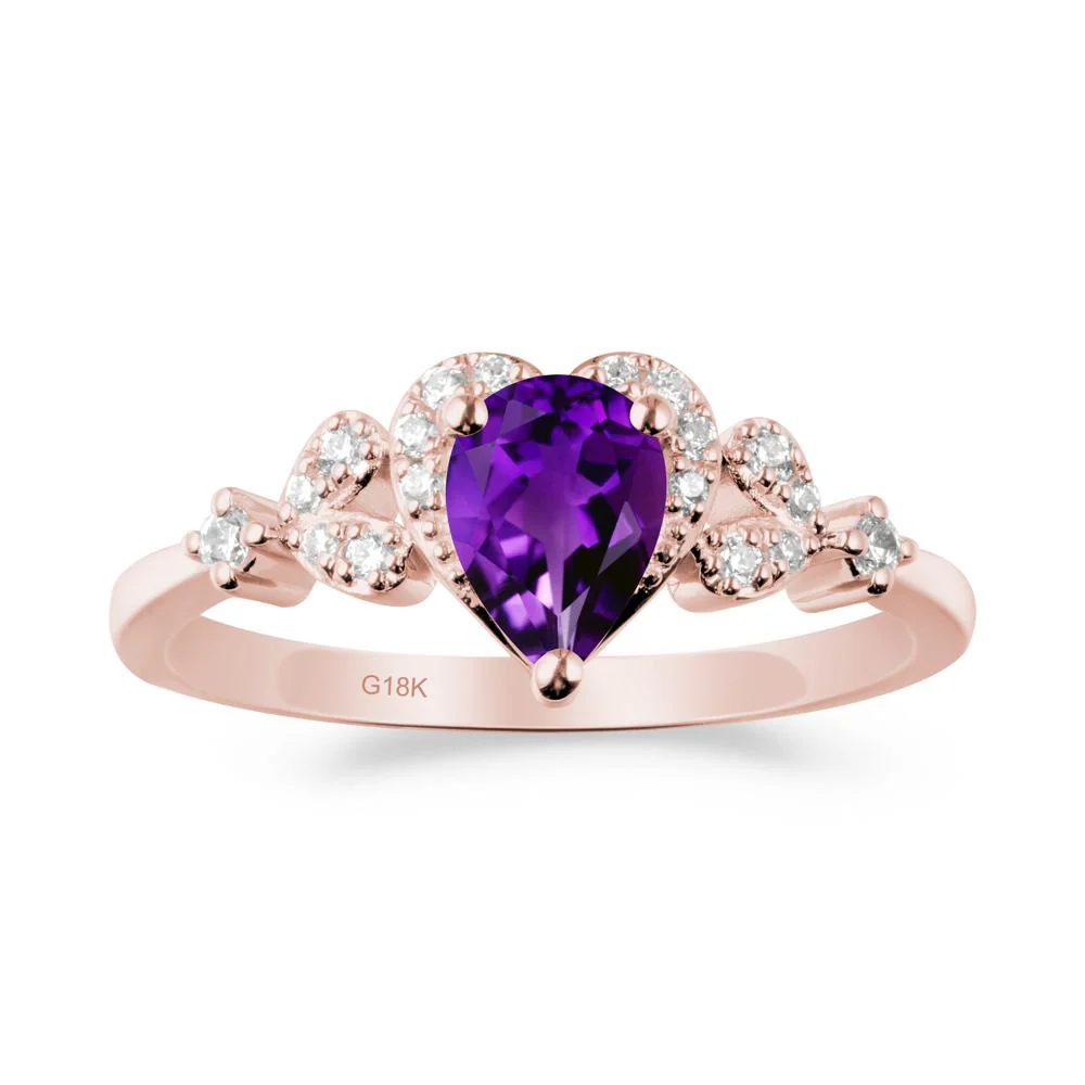 Pear Shaped Amethyst Heart Ring - Image 8