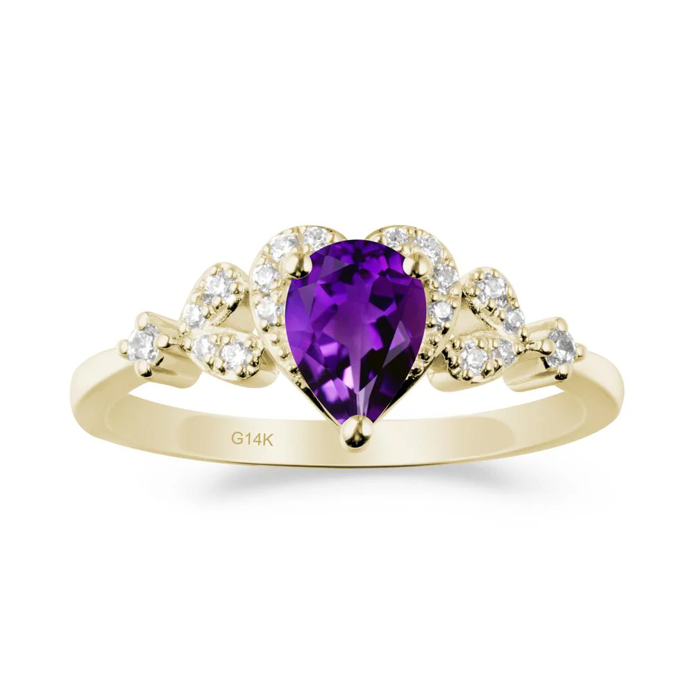 Pear Shaped Amethyst Heart Ring - Image 9