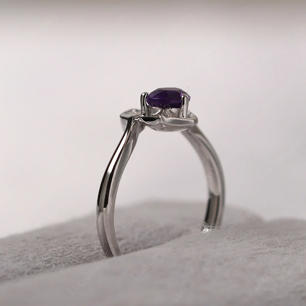 Amethyst Leaf Design Ring - Image 5