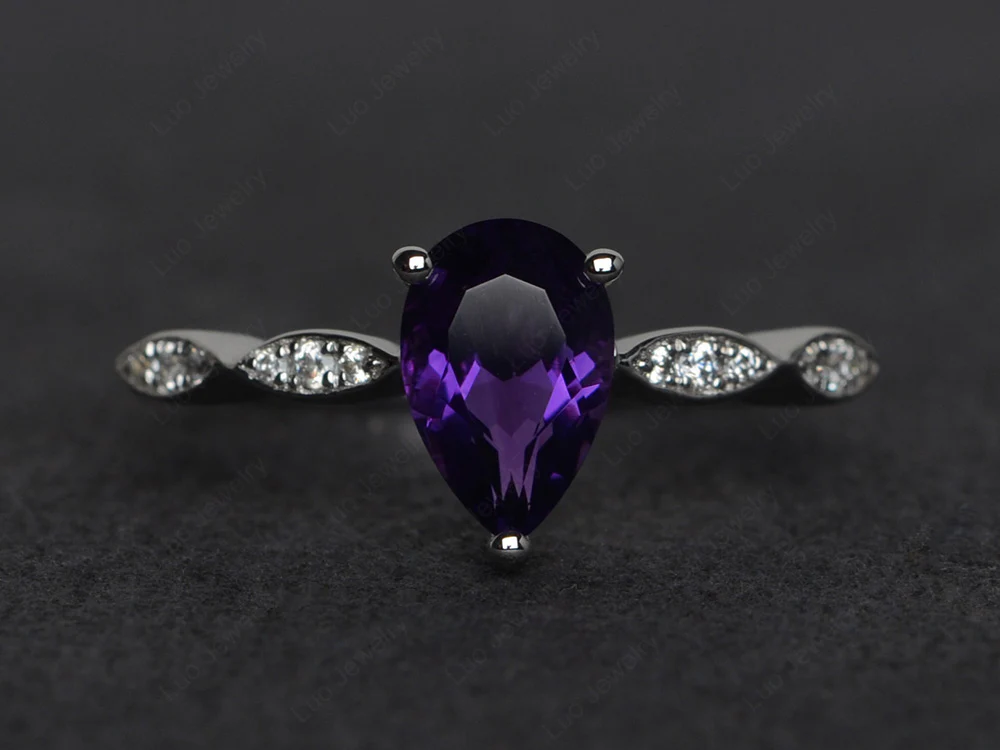 Pear Shaped Amethyst Ring