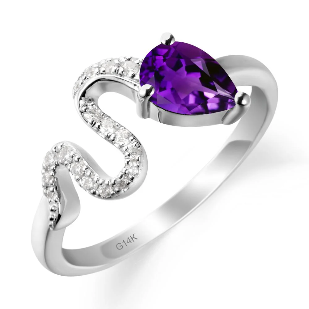 Pear Shaped Amethyst Snake Ring - Image 3