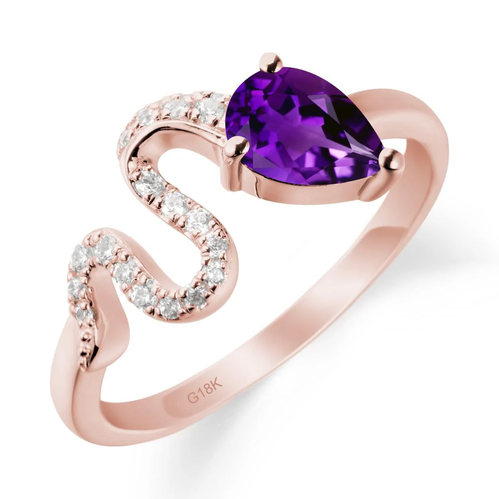 Pear Shaped Amethyst Snake Ring - Image 5