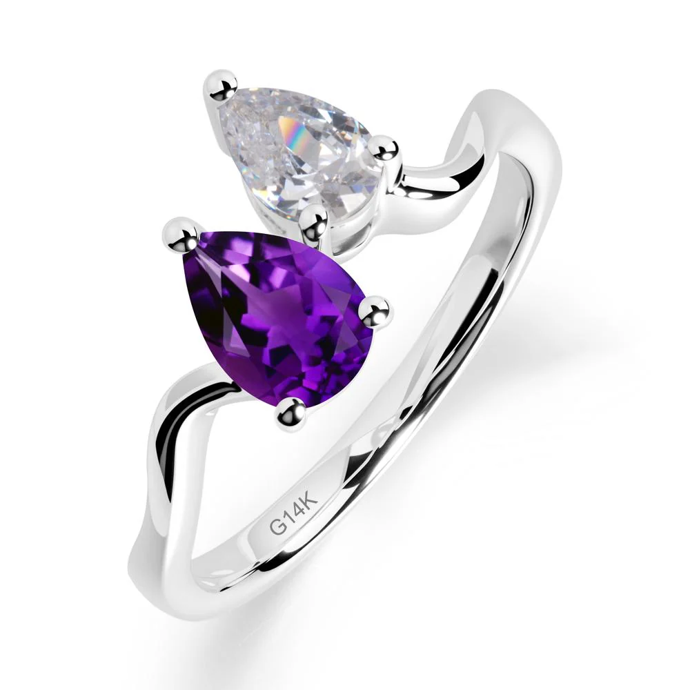 Pear Shaped Amethyst Toi Et Moi Ring - Image 4