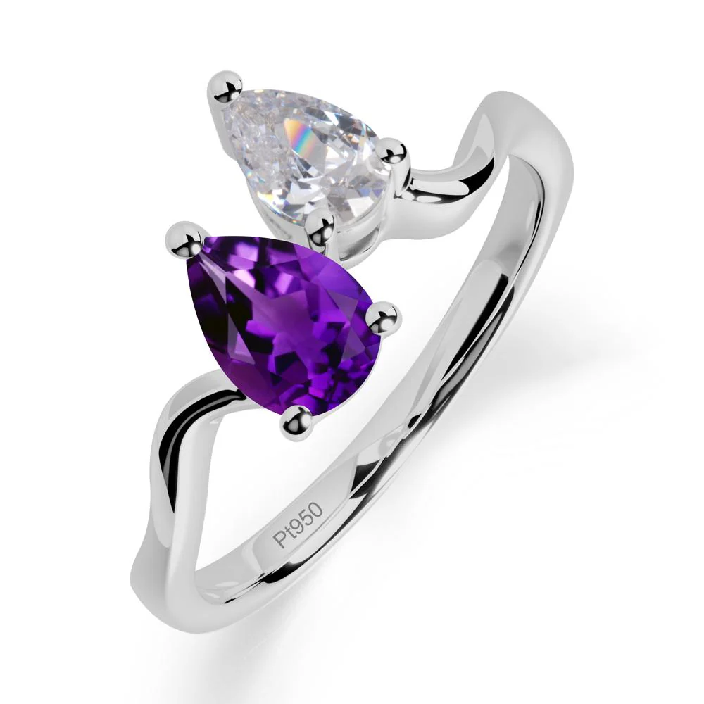 Pear Shaped Amethyst Toi Et Moi Ring - Image 8