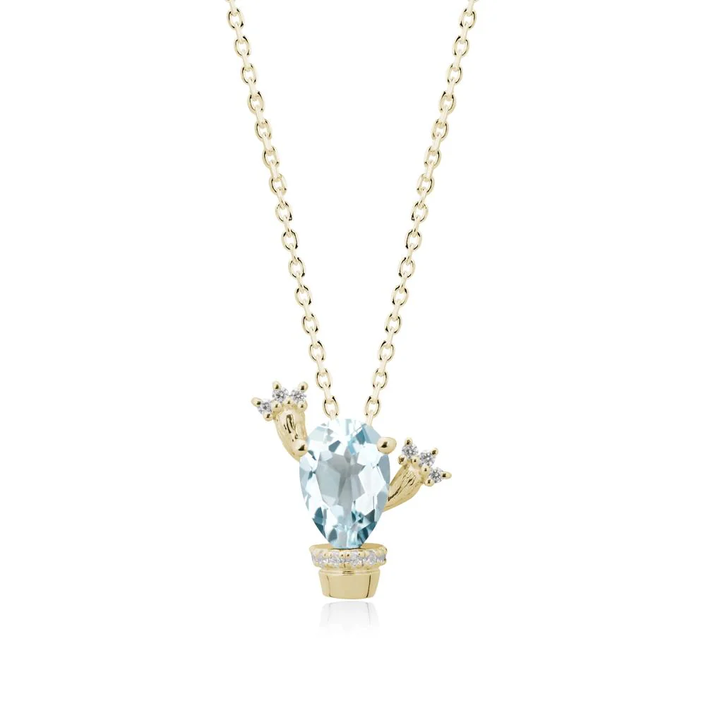 Pear Shaped Aquamarine Cactus Pendant