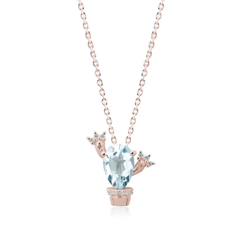 Pear Shaped Aquamarine Cactus Pendant - Image 2