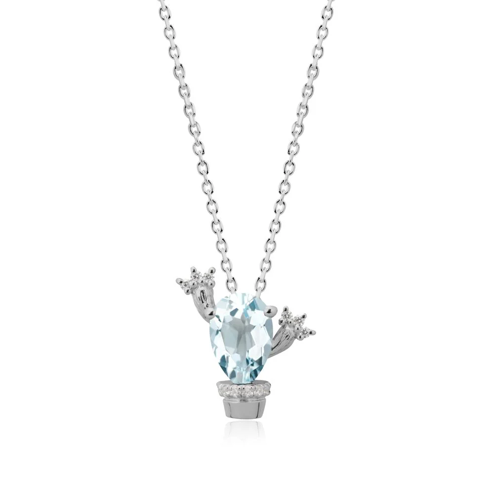 Pear Shaped Aquamarine Cactus Pendant - Image 8