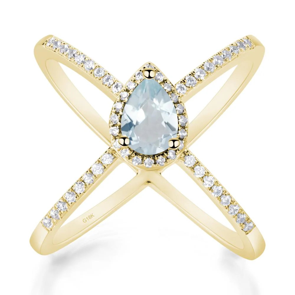 Pear Shaped Aquamarine Criss Cross Ring - Image 3