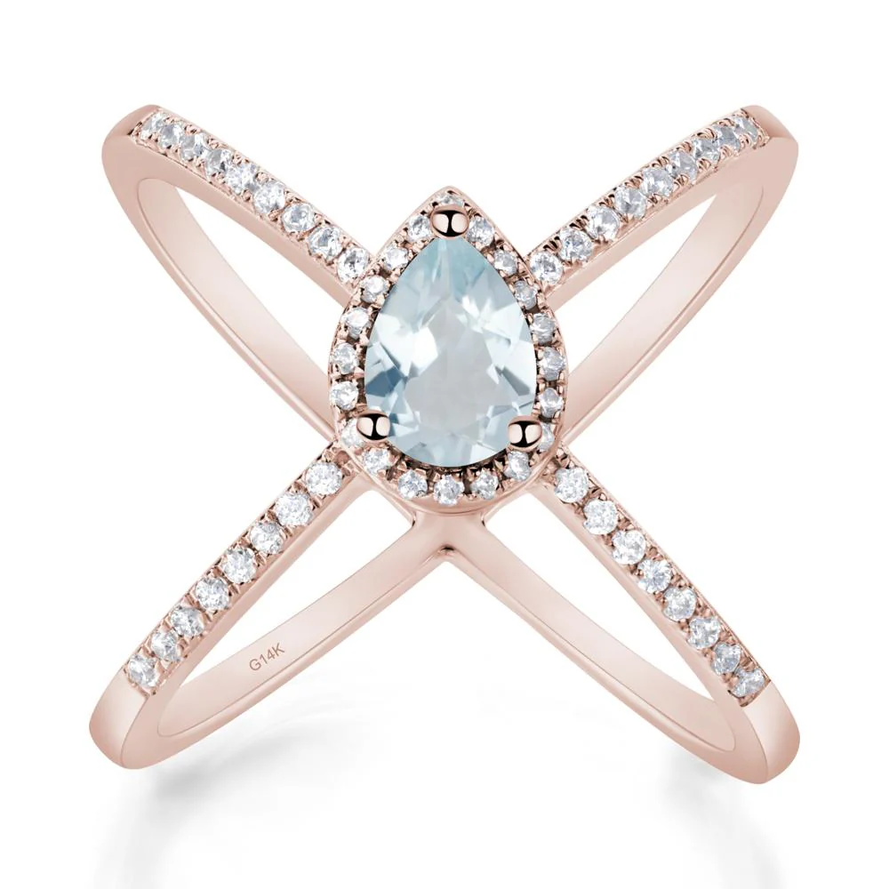 Pear Shaped Aquamarine Criss Cross Ring - Image 9
