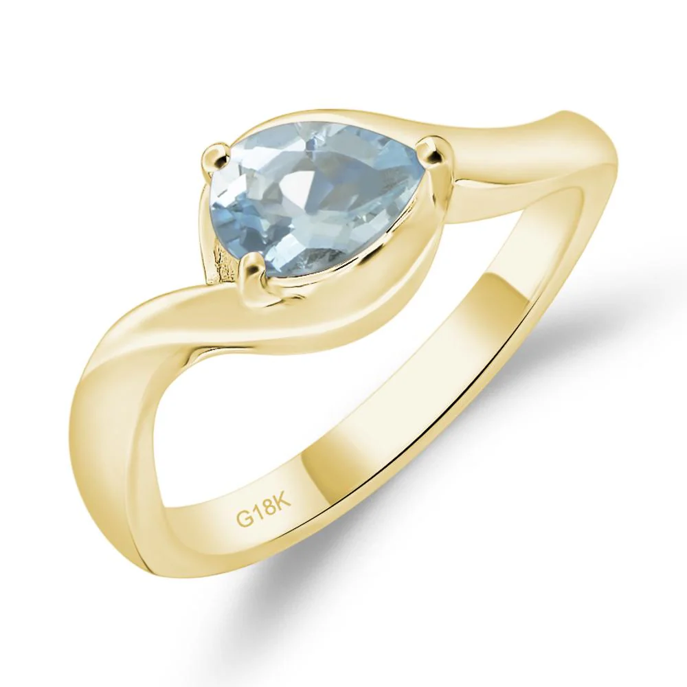 Pear Shaped Aquamarine East West Solitaire Ring - Image 8