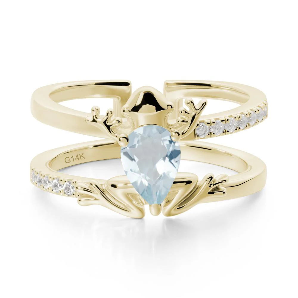 Pear Shaped Aquamarine Frog Open Ring - Image 3