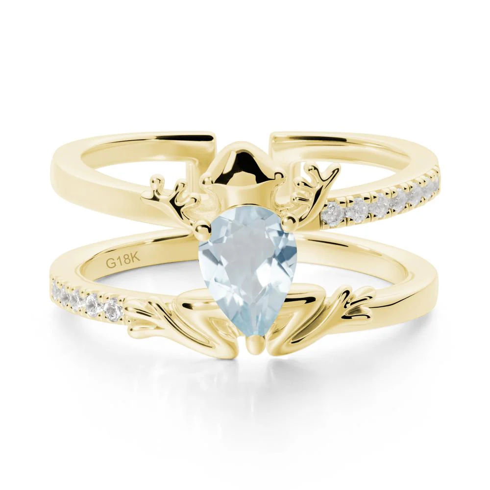 Pear Shaped Aquamarine Frog Open Ring - Image 6