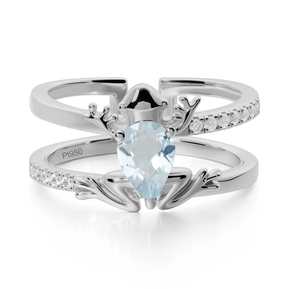 Pear Shaped Aquamarine Frog Open Ring - Image 8