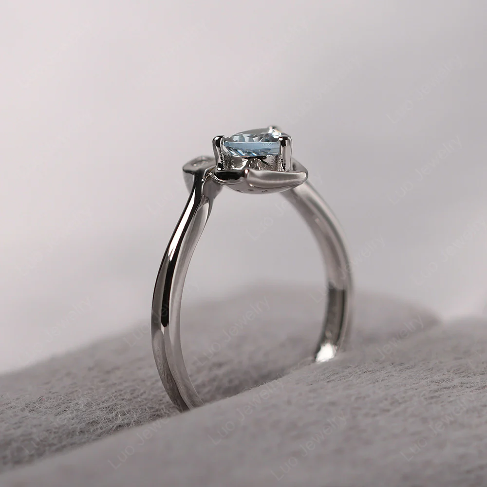 Nature Inspired Aquamarine Leaf Ring - Image 5