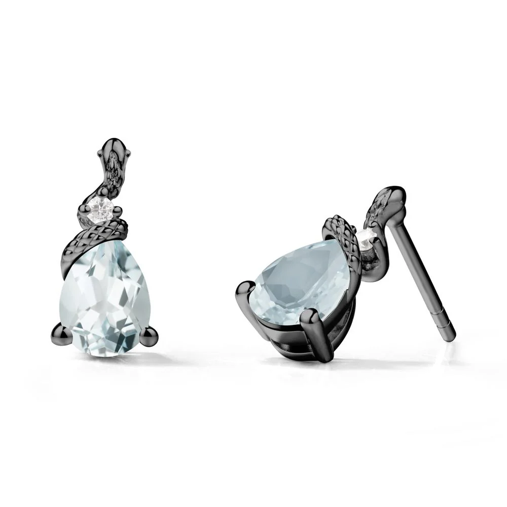 Pear Shaped Aquamarine Stud Snake Earrings - Image 7