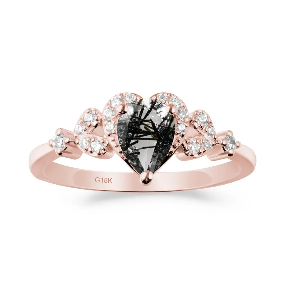Pear Shaped Black Rutilated Quartz Heart Ring - Image 3